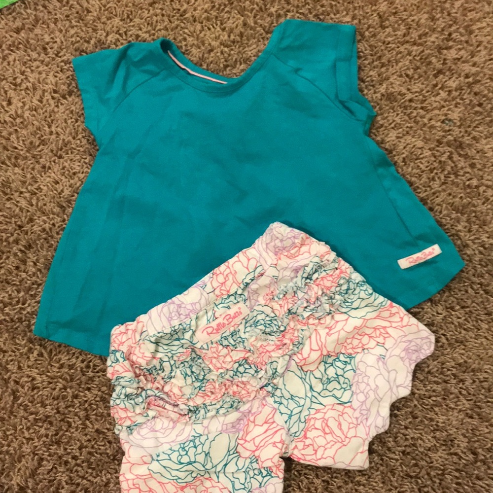 RuffleButts shorts and swing top 4t